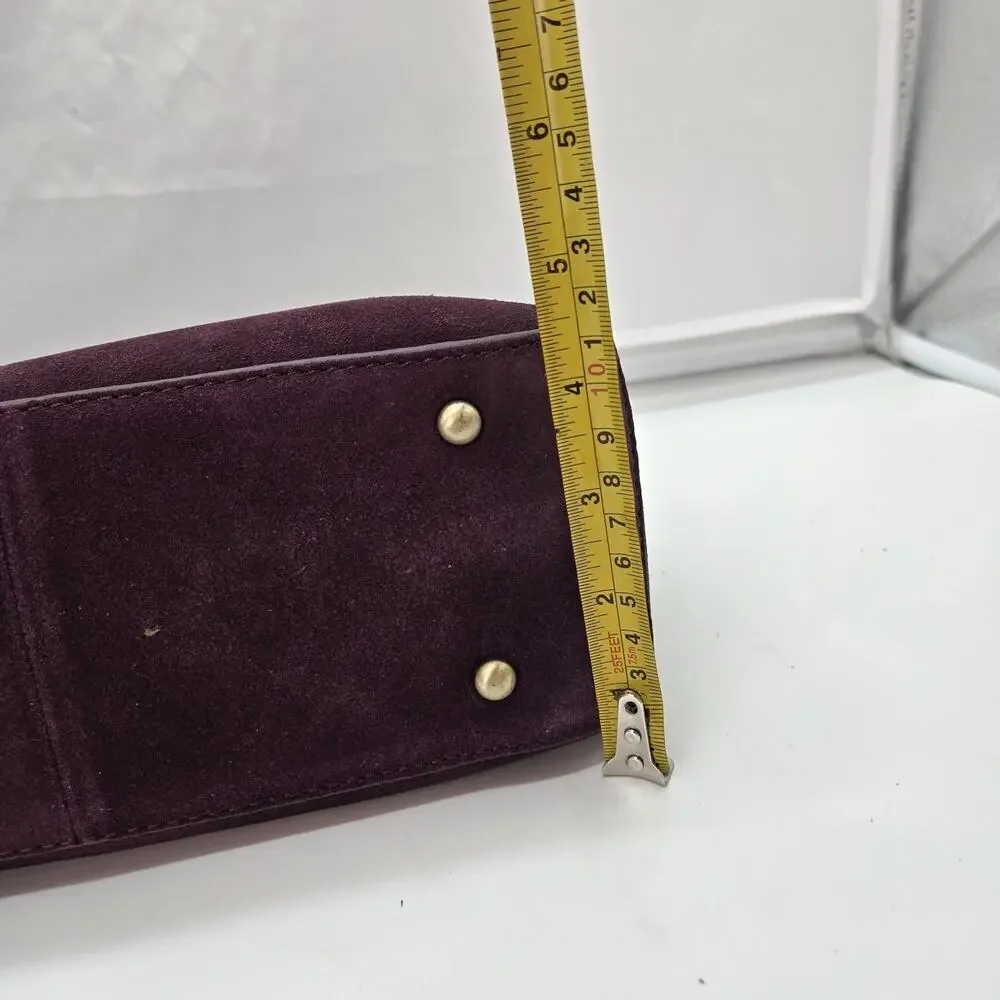 Purple Burgundy Leather Suede Shoulder Bag 11x6x4